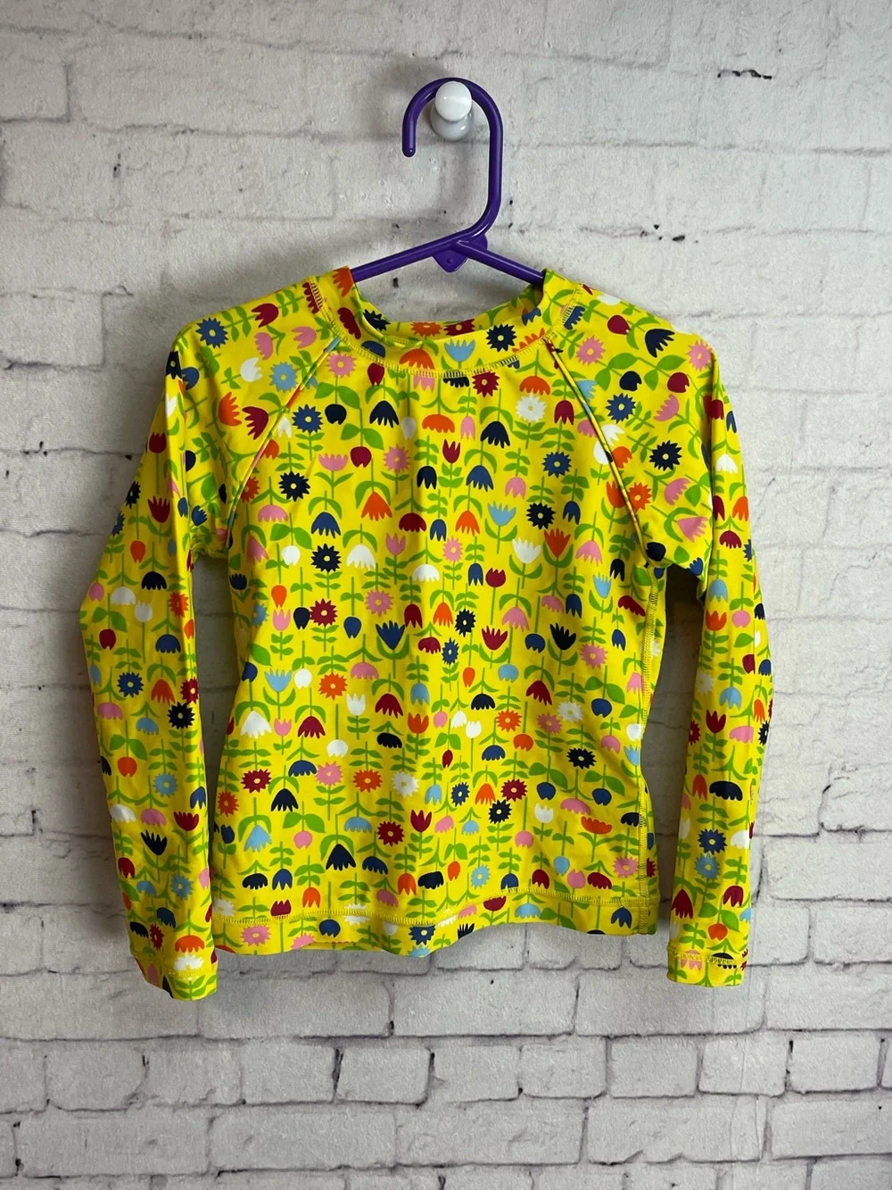 Hanna Andersson size 110 yellow floral print rash guard